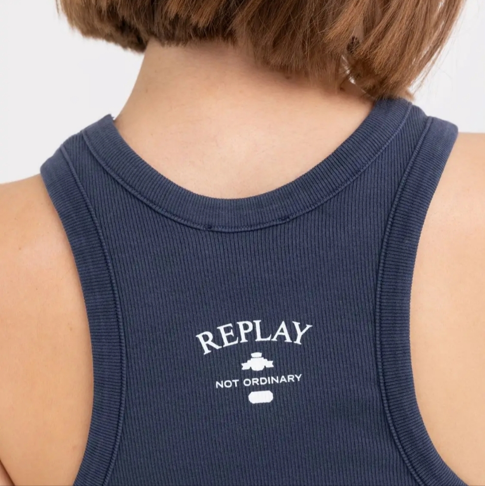 Replay Slim Fit Ribbed Top - Picture 3 of 7